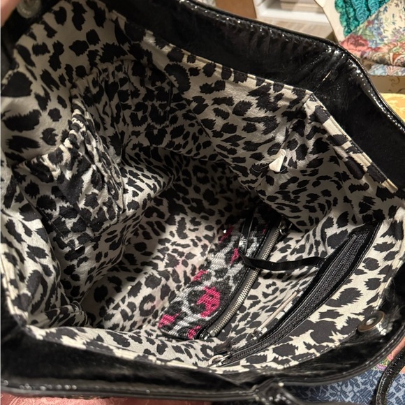 Betsey Johnson Tote Bag Sequin Leopard Cheetah Pink Silver Black Animal Print - Picture 6 of 10